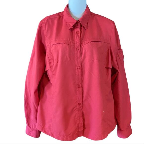 Columbia Titanium Womens Outdoor Shirt Size Large Watermelon Red Long Sleeve - Picture 1 of 9